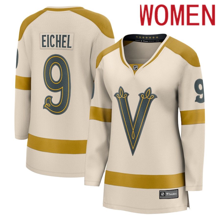 Women Vegas Golden Knights #9 Jack Eichel Fanatics Branded Cream 2024 NHL Winter Classic Breakaway Player Jersey
